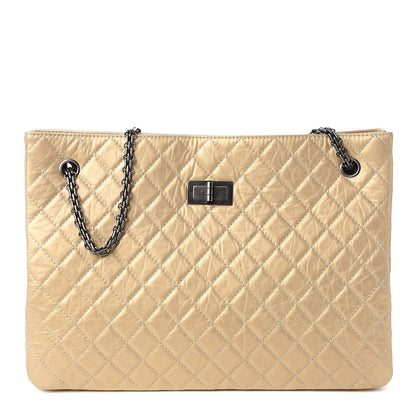 Chanel Metallic Aged Calfskin Quilted Reissue 2.55 Tote Light Gold 1 of 11