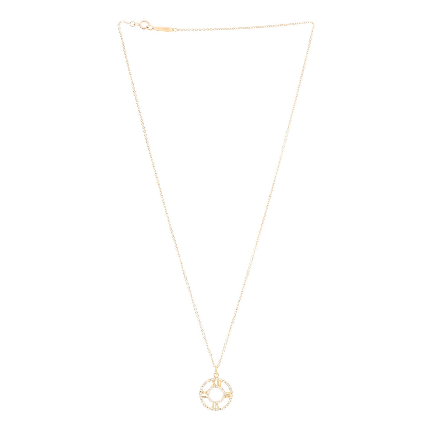 18K Yellow Gold Diamond Small Atlas Open Pave Pendant Necklace