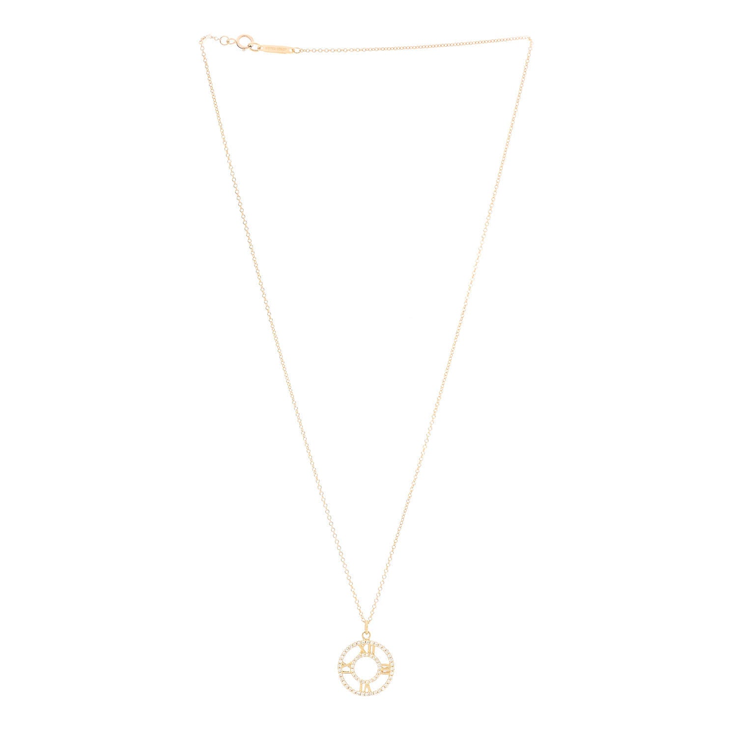 Tiffany 18K Yellow Gold Diamond Small Atlas Open Pave Pendant Necklace 3 of 6