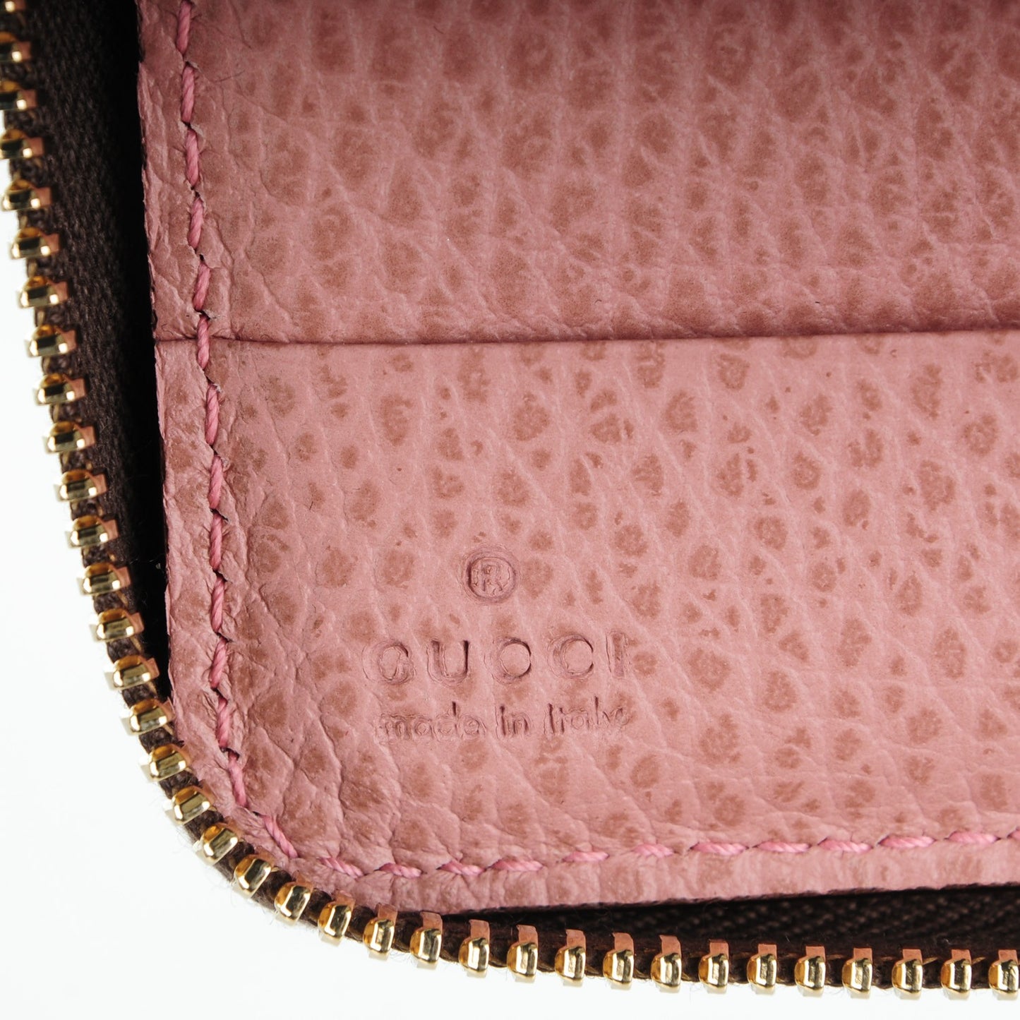 Dollar Calfskin Bi-Color Medium Swing Zip Around Wallet Grey Field Soft Pink