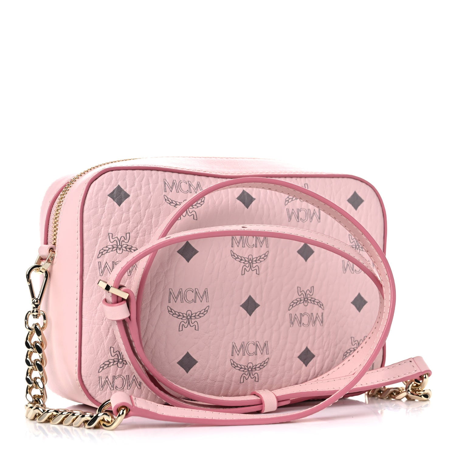 MCM Visetos Camera Crossbody Bag Powder Pink 2 of 11