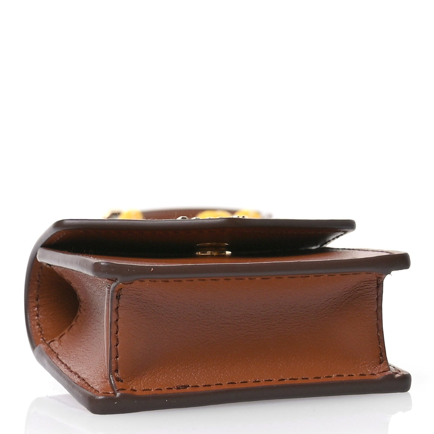 Nappa Flap Pouch Bag Charm Cognac Yellow