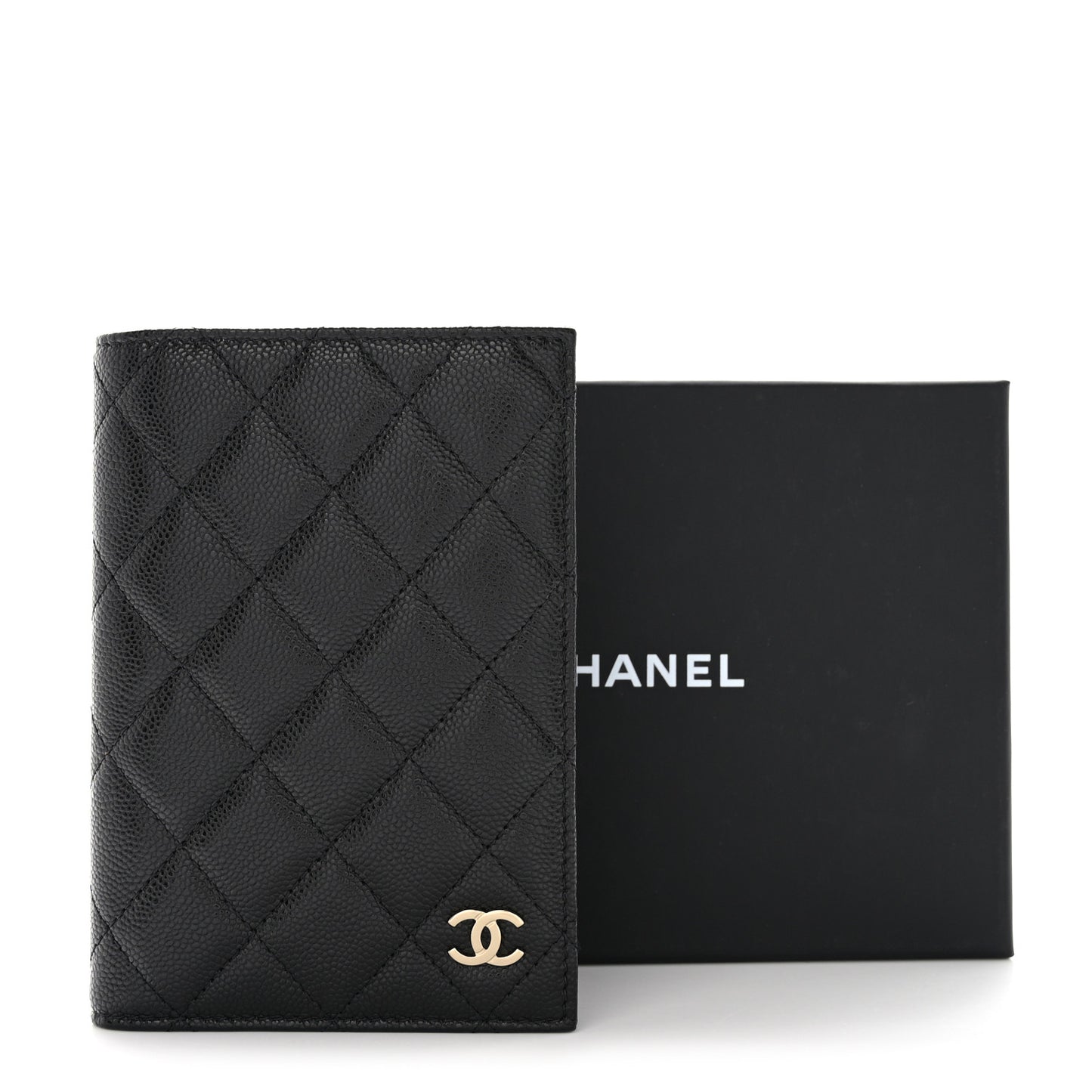Caviar Quilted Passport Holder Black