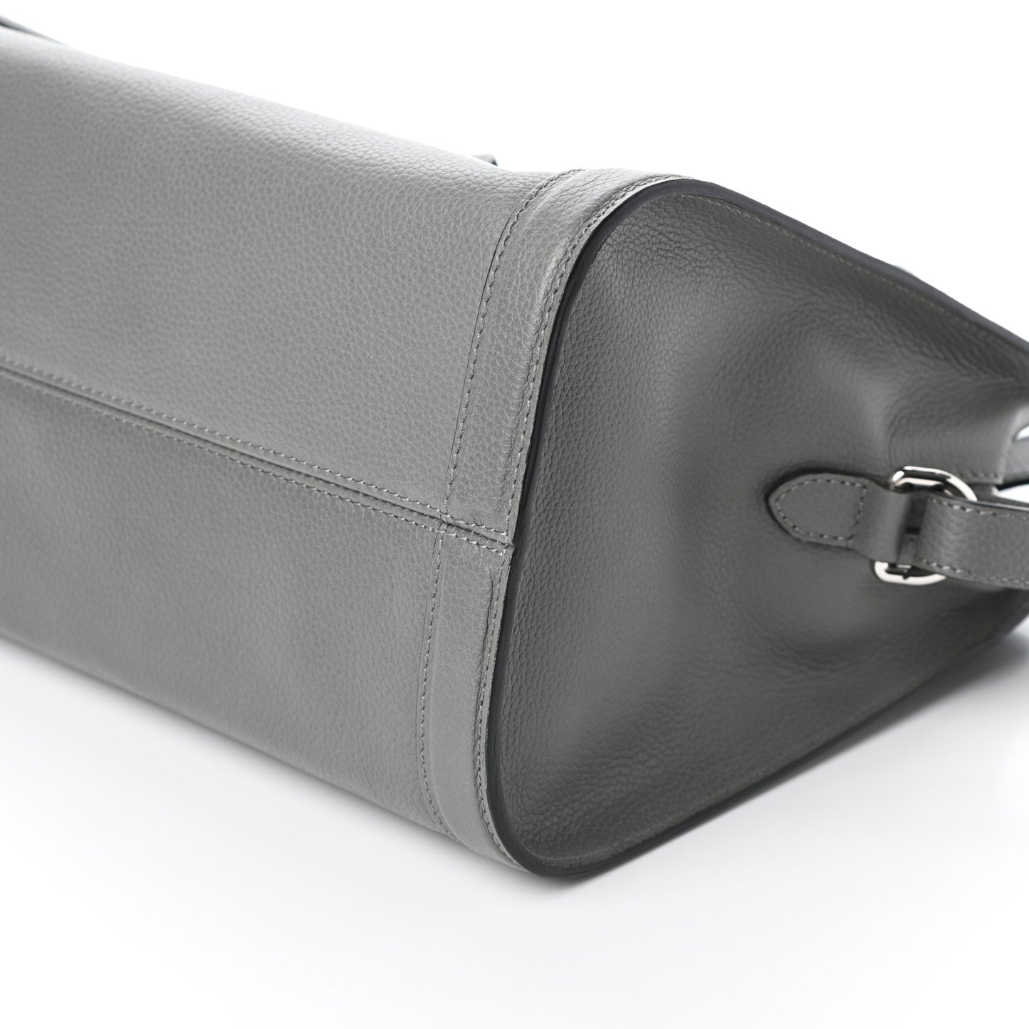 Pebbled Calfskin Small Skull Padlock Zip Around Tote Dark Grey