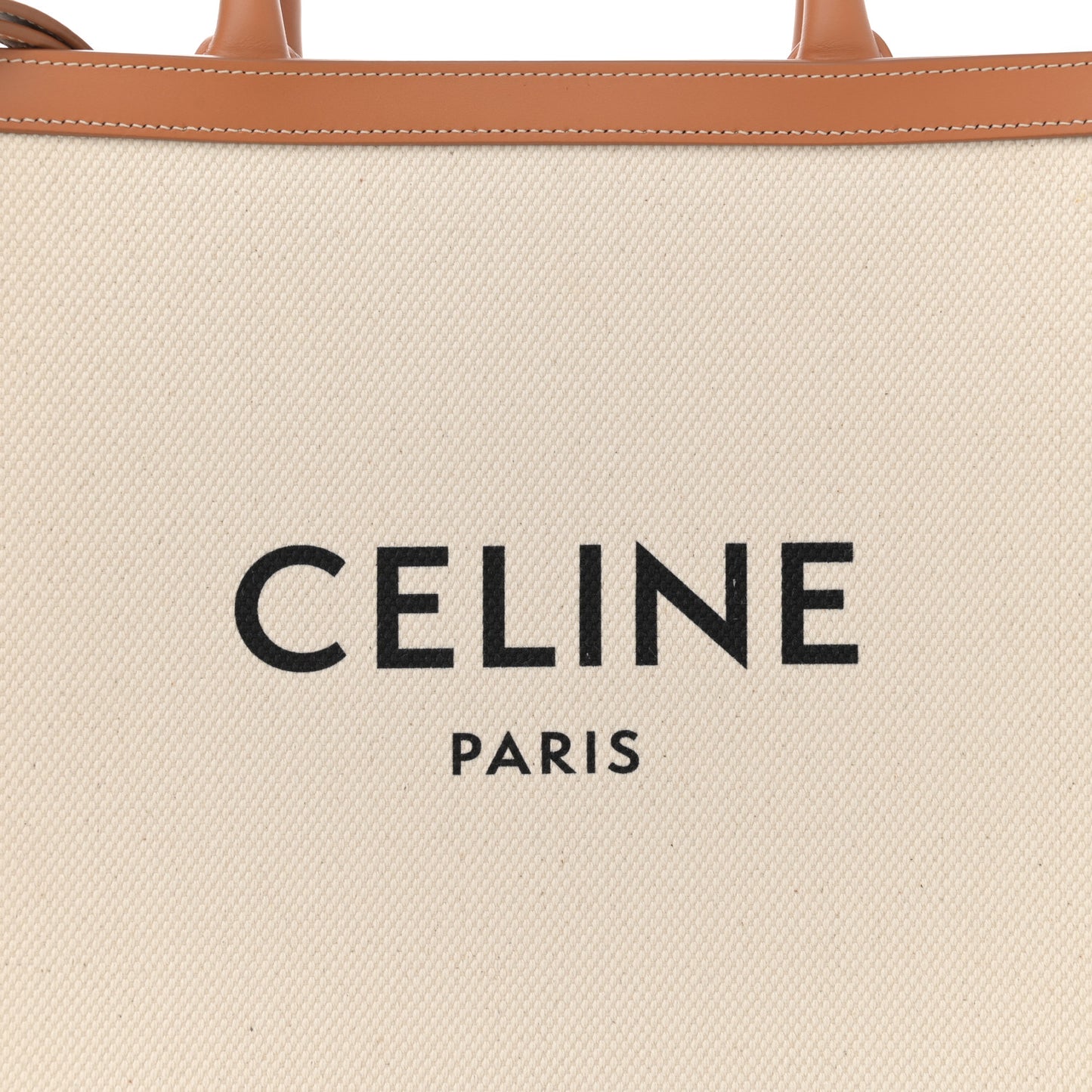 Canvas Calfskin Logo Print Small Vertical Cabas Natural Tan