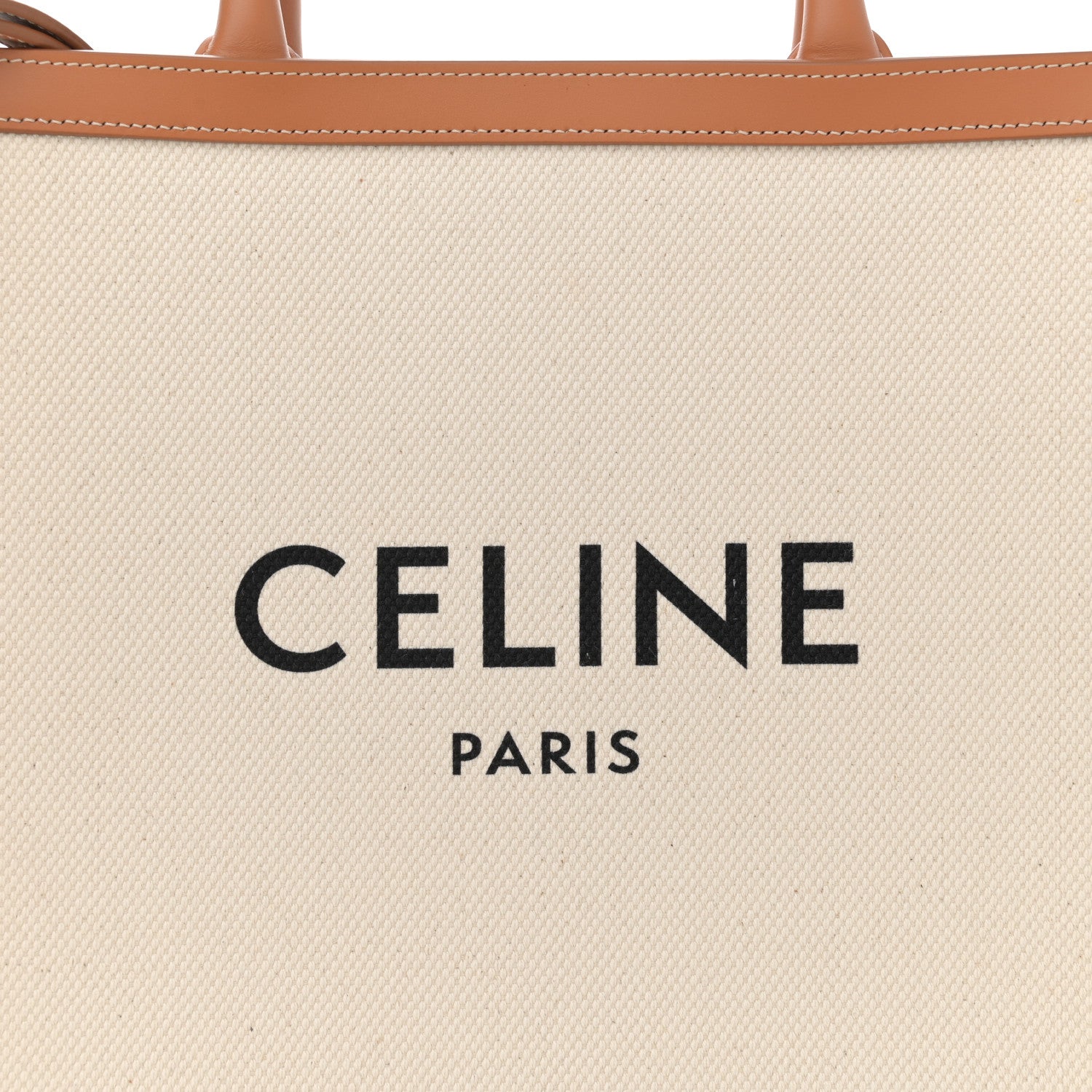 Celine Canvas Calfskin Logo Print Small Vertical Cabas Natural Tan 8 of 11