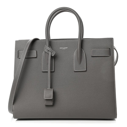 Saint Laurent Grained Calfskin Topstitch Small Sac De Jour Grey 1 of 4