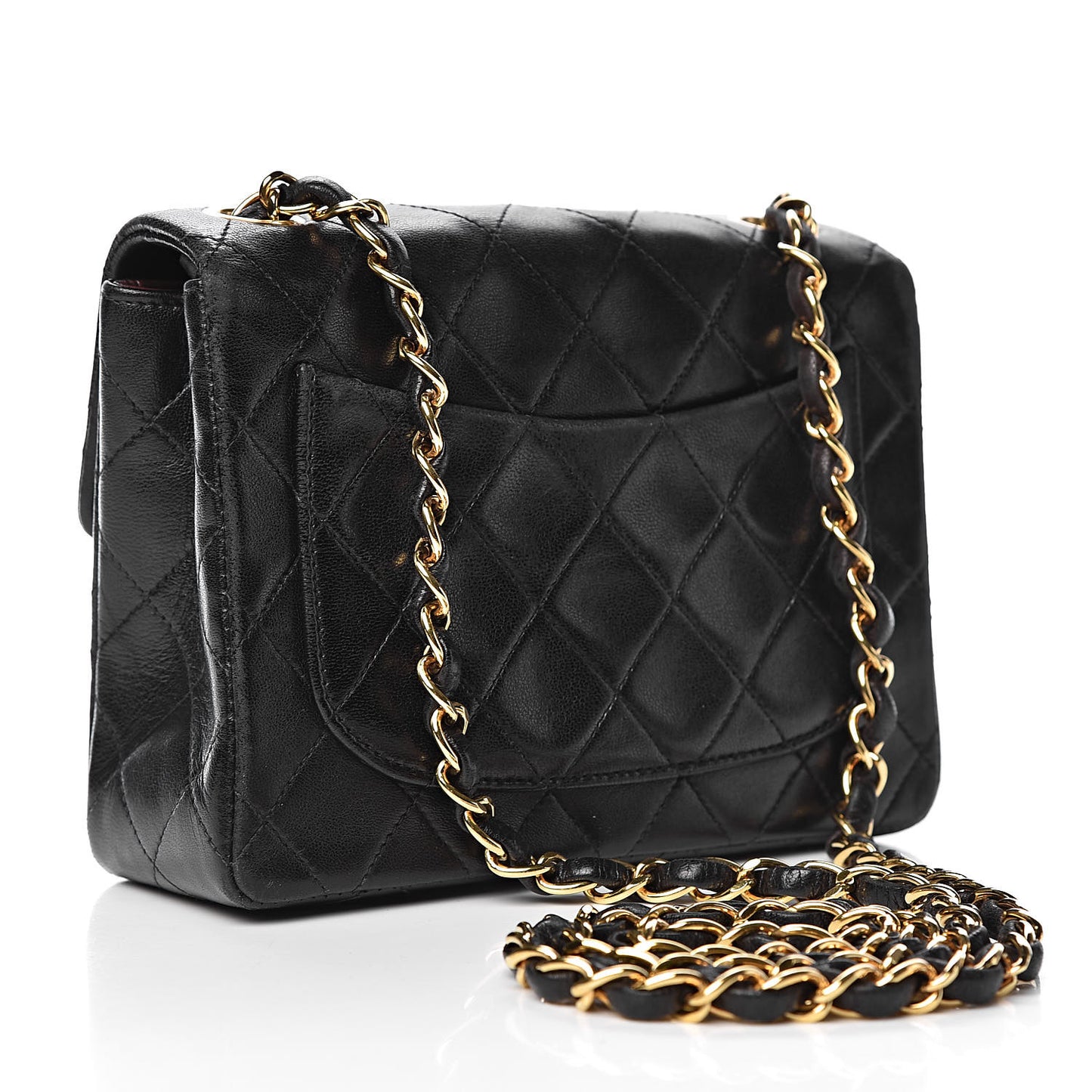 Lambskin Quilted Mini Square Flap Bag Black