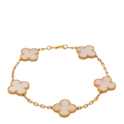 Van Cleef & Arpels 18K Yellow Gold Mother of Pearl 5 Motifs Vintage Alhambra Bracelet 1 of 5