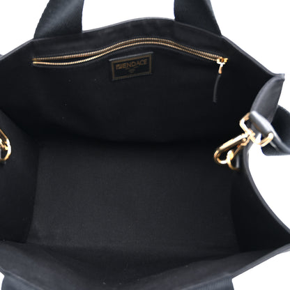 Fendi X VERSACE Cotton Canvas Cuoio Romano Fendace Logo Embroidered Signature Shopping Tote Black Gold 5 of 11