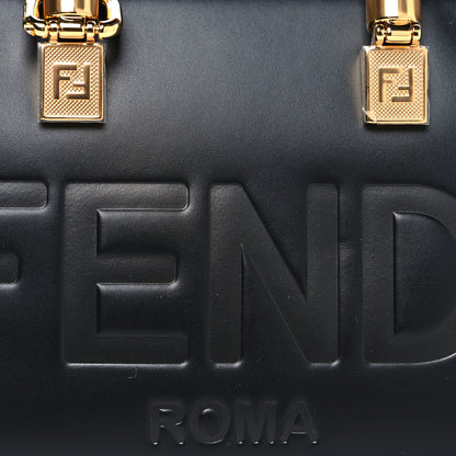 Fendi Vitello King Plexiglass Logo Embossed Mini By The Way Top Handle Boston Bag Black 8 of 10