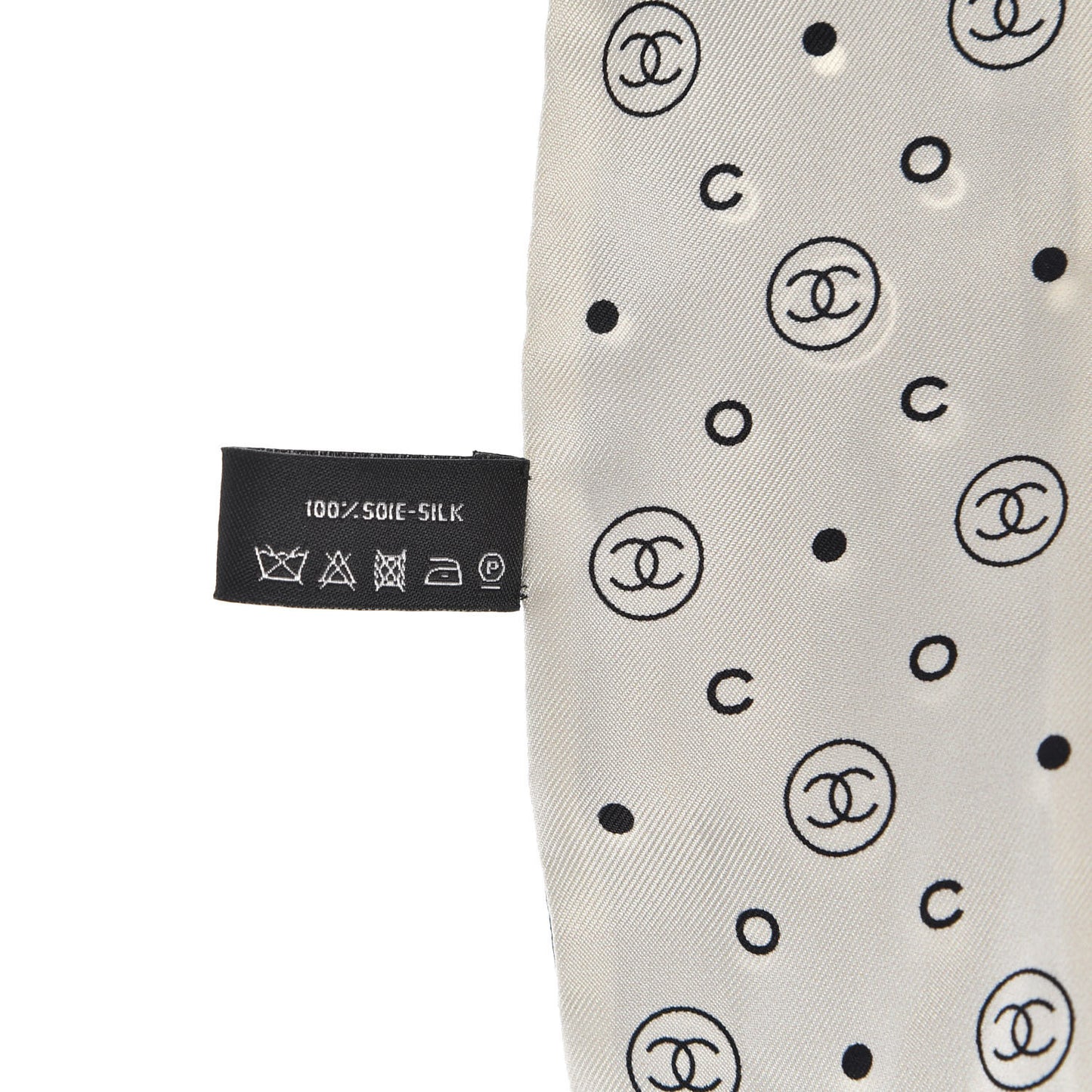 Silk CC Polka Dot Slim Bandeau Scarf Black Ecru