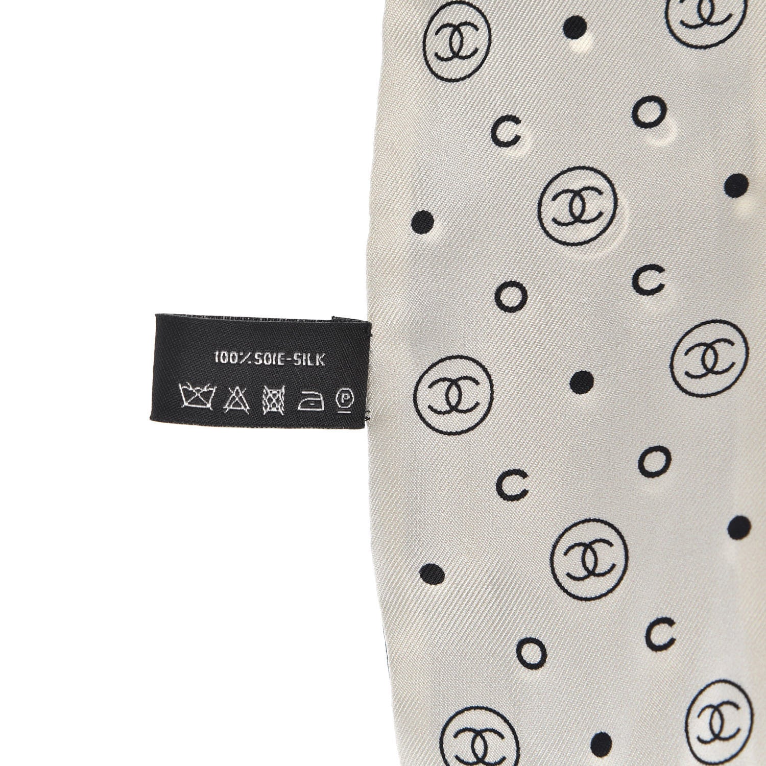 Chanel Silk CC Polka Dot Slim Bandeau Scarf Black Ecru 3 of 4