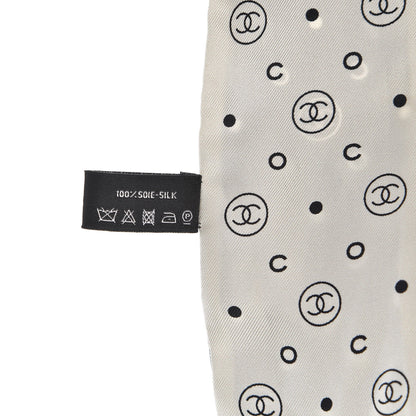 Chanel Silk CC Polka Dot Slim Bandeau Scarf Black Ecru 3 of 4