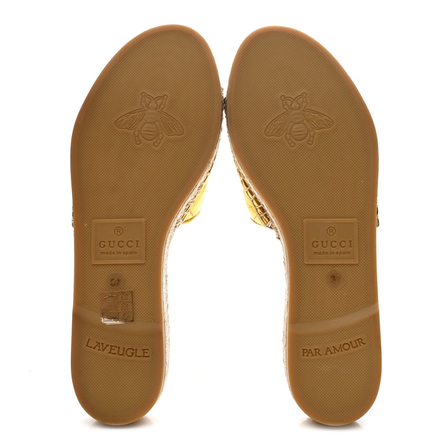 Metallic Nappa Matelasse GG Marmont Espadrille Slide Sandals 37 Oro
