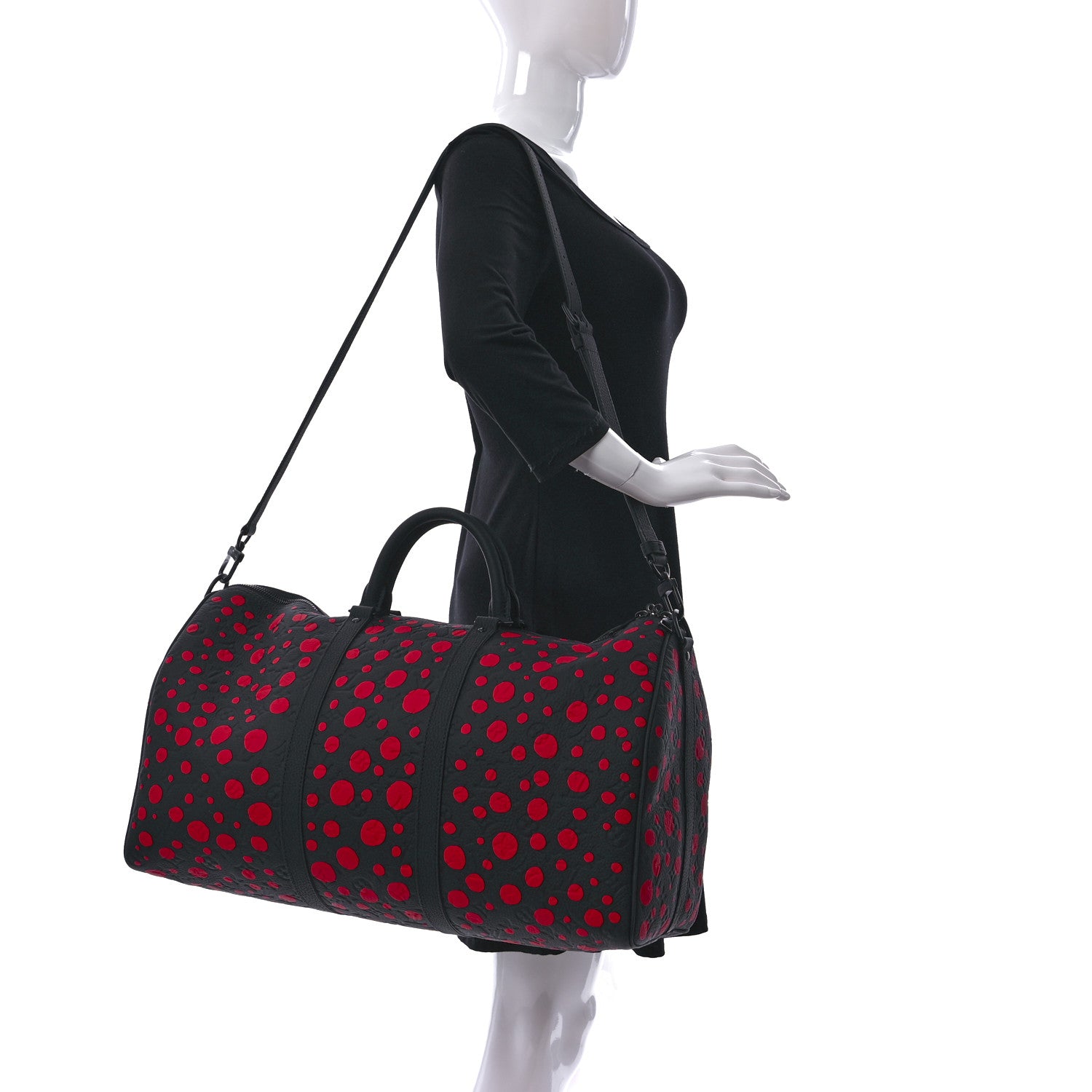 Louis Vuitton LV X YK Taurillon Monogram Keepall Bandouliere 50 Black Red 2 of 8