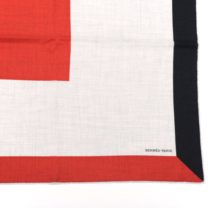 Hermes Cashmere Silk Encadre H Passant Giant Scarf 140 Gris Chine Rouge Black 2 of 4