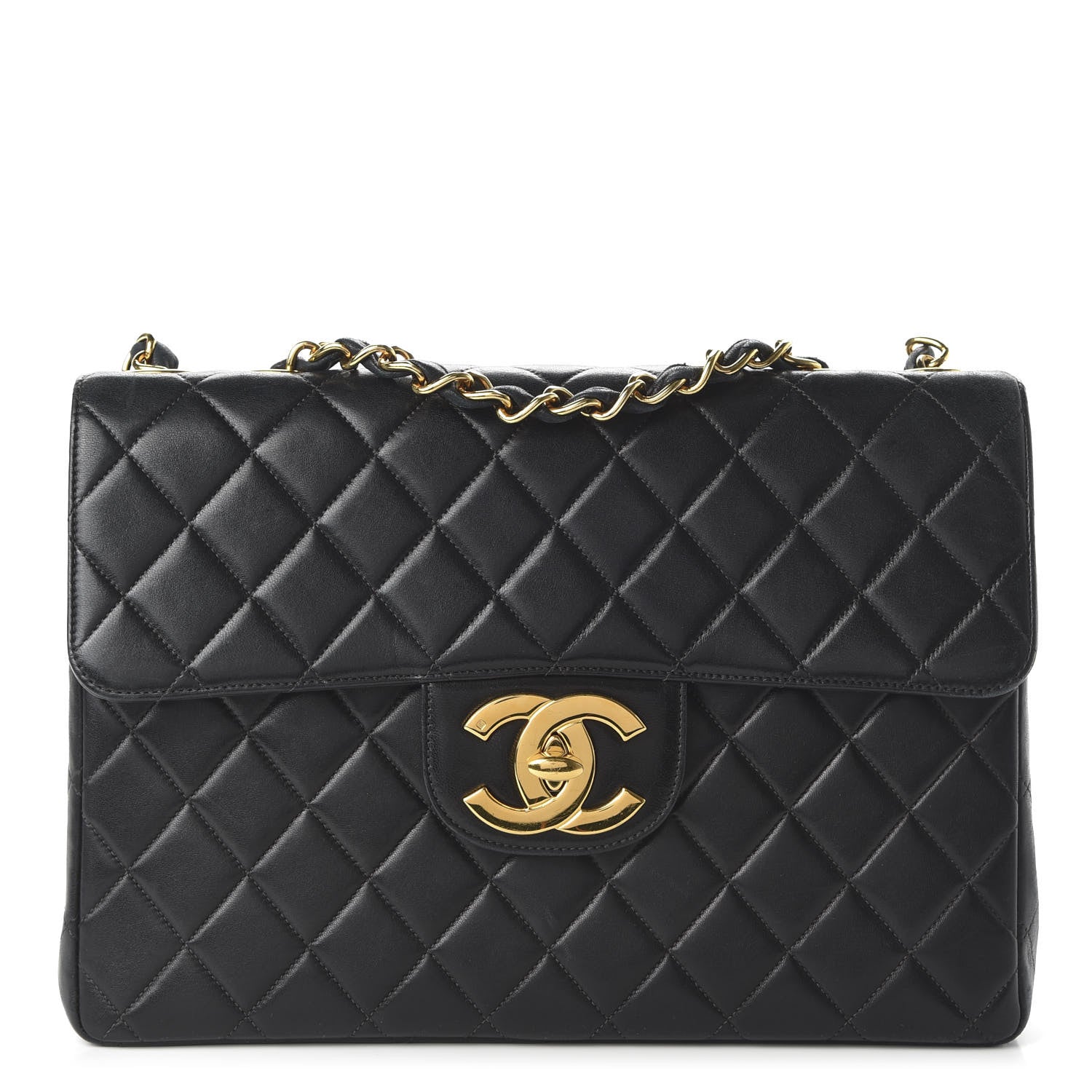 Chanel Lambskin Quilted Jumbo Single Flap Black 1 of 10