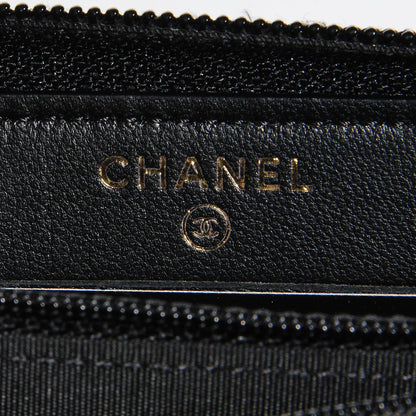 Chanel Lambskin Quilted Small Boy Zip Around Wallet Black 6 of 9