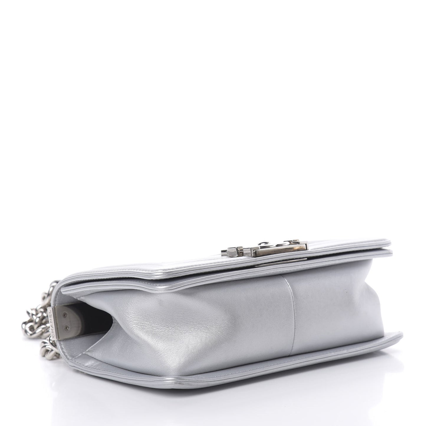 Metallic Lambskin LED Small Boy Flap Silver
