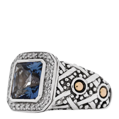 John Hardy Sterling Silver 18K Yellow Gold Diamond Blue Topaz Batu Sari Ring 51 5.75 3 of 6