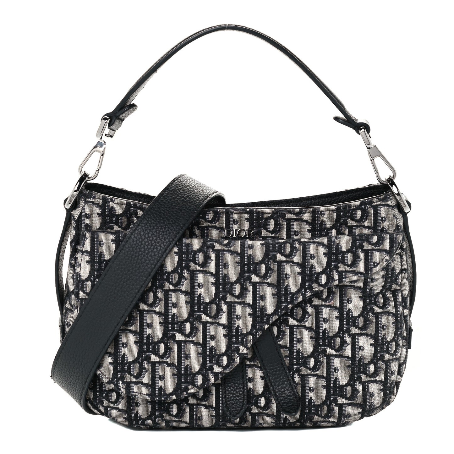 Oblique Mini Soft Saddle Bag Beige Black