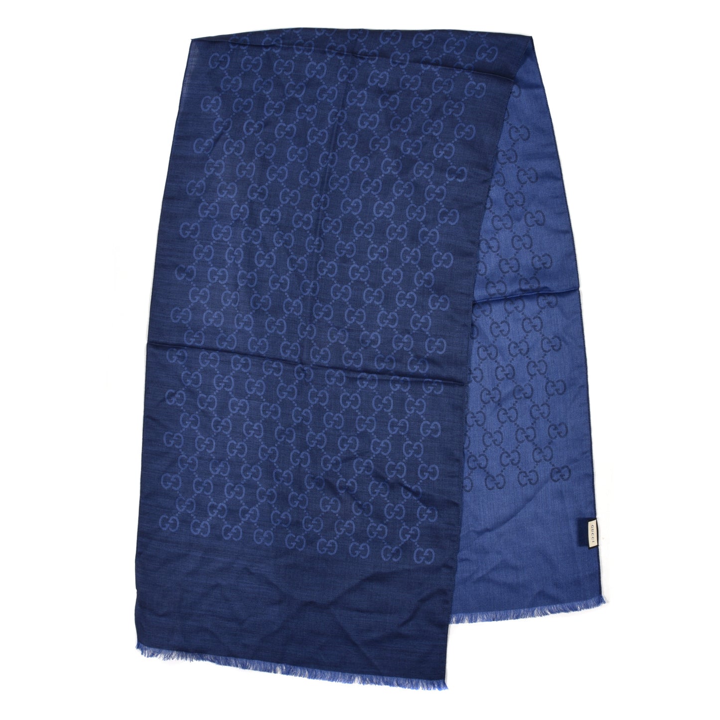 Wool Silk GG Monogram GGNat Scarf Blue