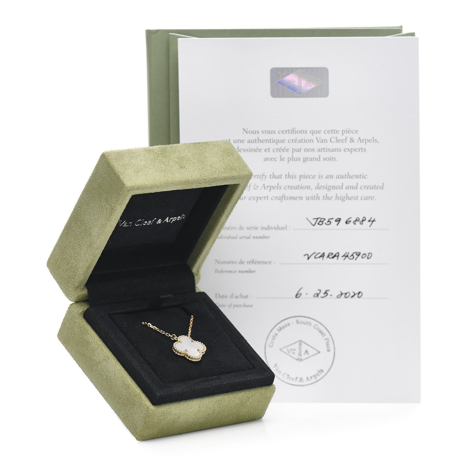 Van Cleef & Arpels 18K Yellow Gold Mother of Pearl Vintage Alhambra Pendant Necklace 5 of 5