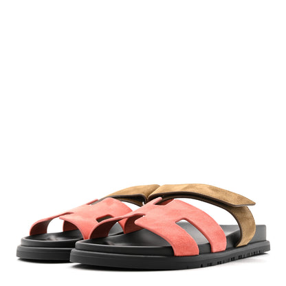 Hermes Suede Goatskin Womens Chypre Sandals 40 Rouge Tomette Terre Ambree 4 of 9