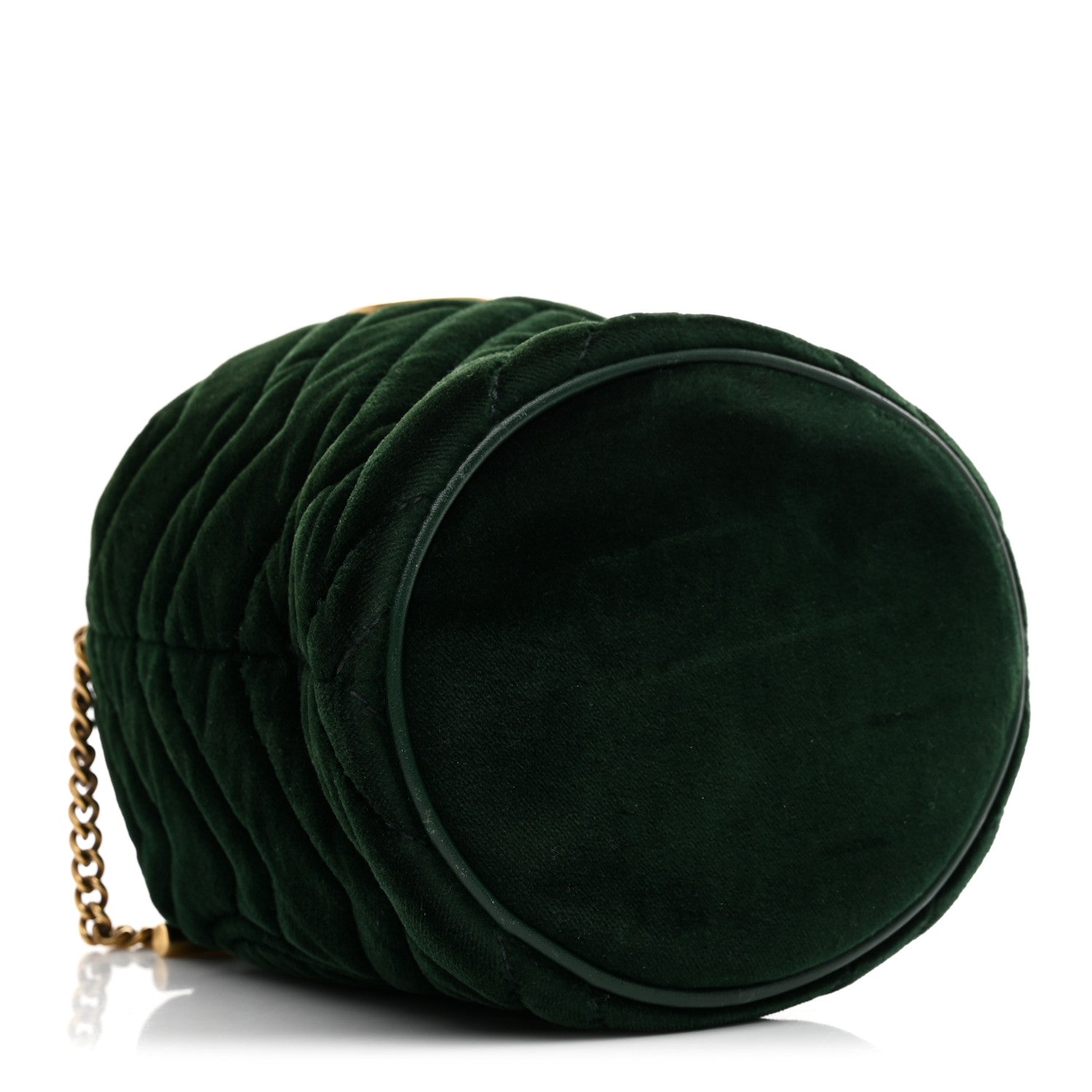 Gucci Velvet Matelasse Mini GG Marmont 2.0 Bucket Bag Dark Green 4 of 10