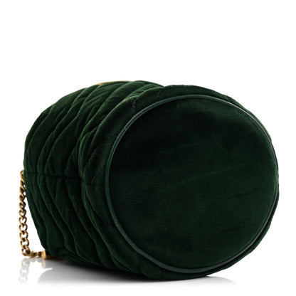 Gucci Velvet Matelasse Mini GG Marmont 2.0 Bucket Bag Dark Green 4 of 10