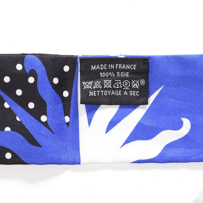 Hermes Silk Astrologie a Pois Twilly Bleu Royal Black White 3 of 5