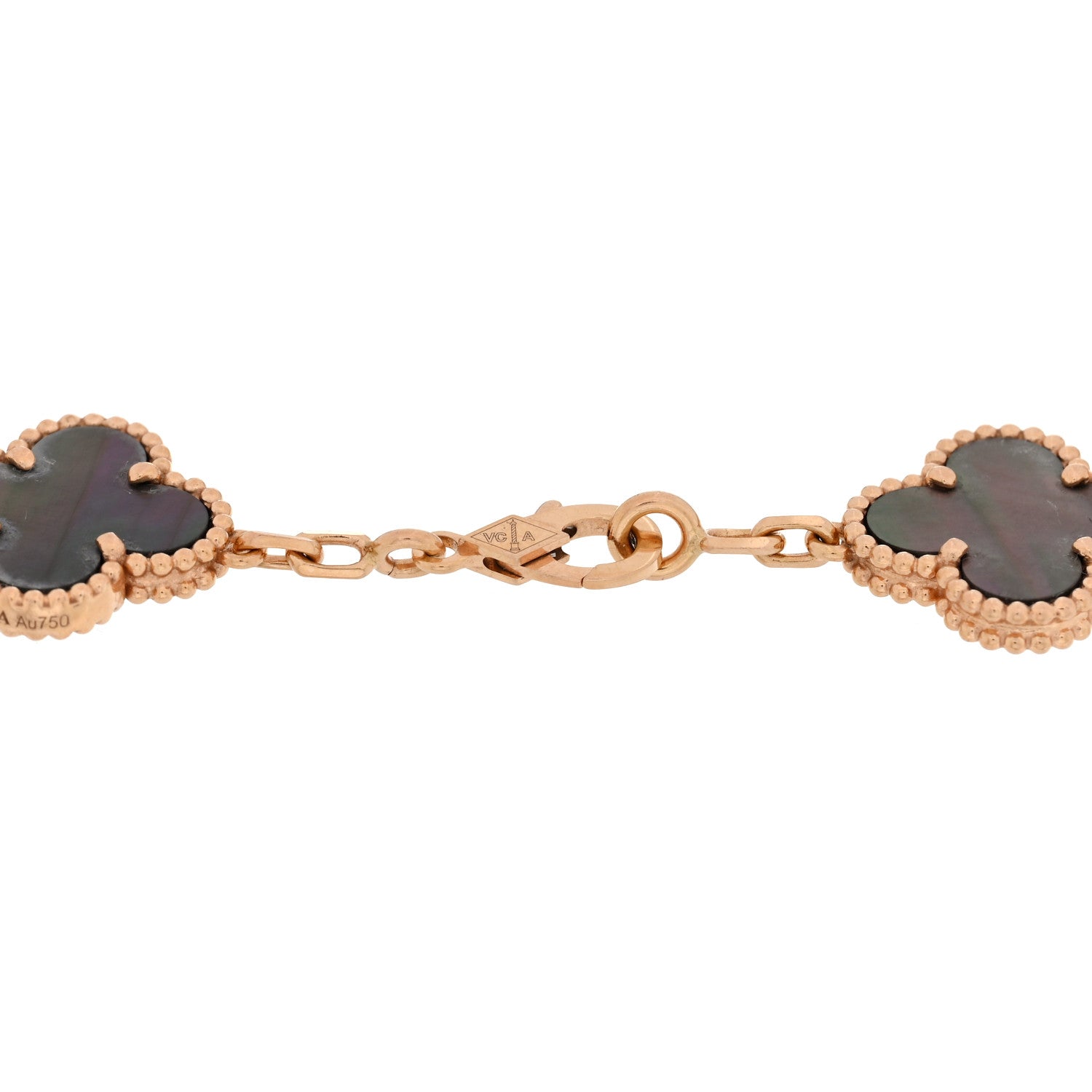 Van Cleef & Arpels 18K Rose Gold Diamond Gray Mother of Pearl 5 Motifs Vintage Alhambra Bracelet 3 of 4