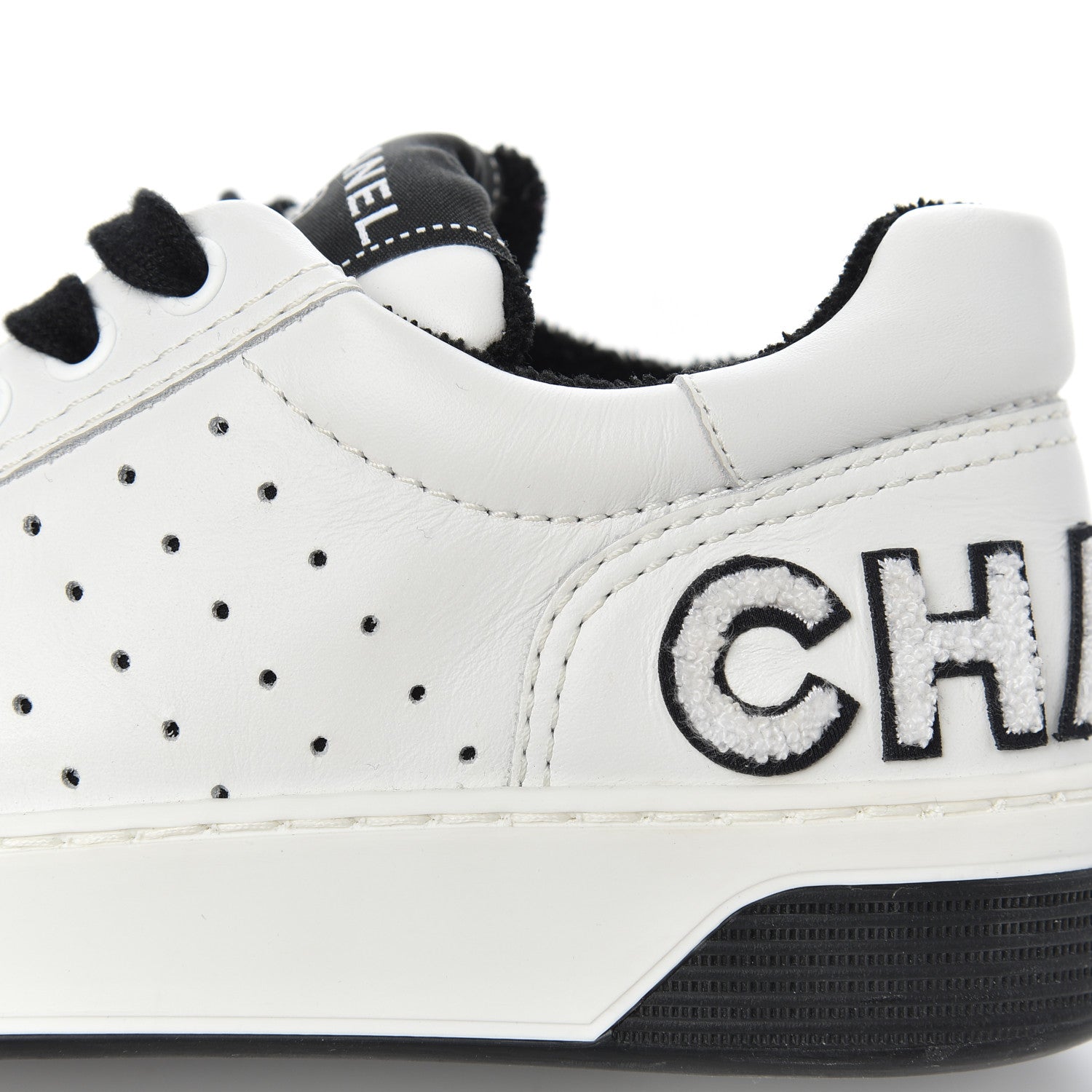 Chanel Calfskin Womens Logo Sneakers 35 Black White 11 of 18