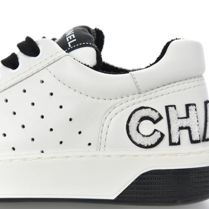 Chanel Calfskin Womens Logo Sneakers 35 Black White 11 of 18