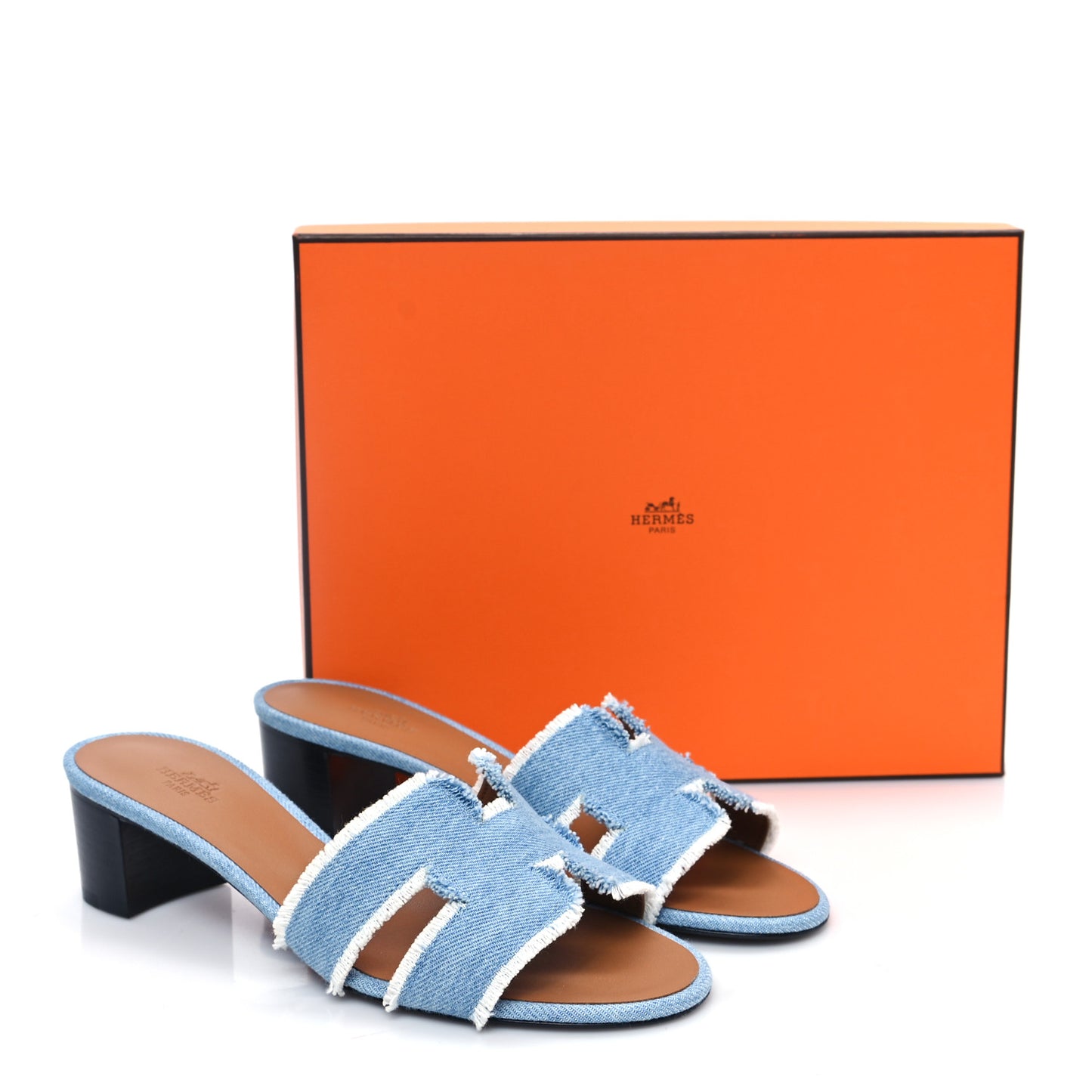 Denim Fringe Oasis Sandals 38.5 Bleu Clair