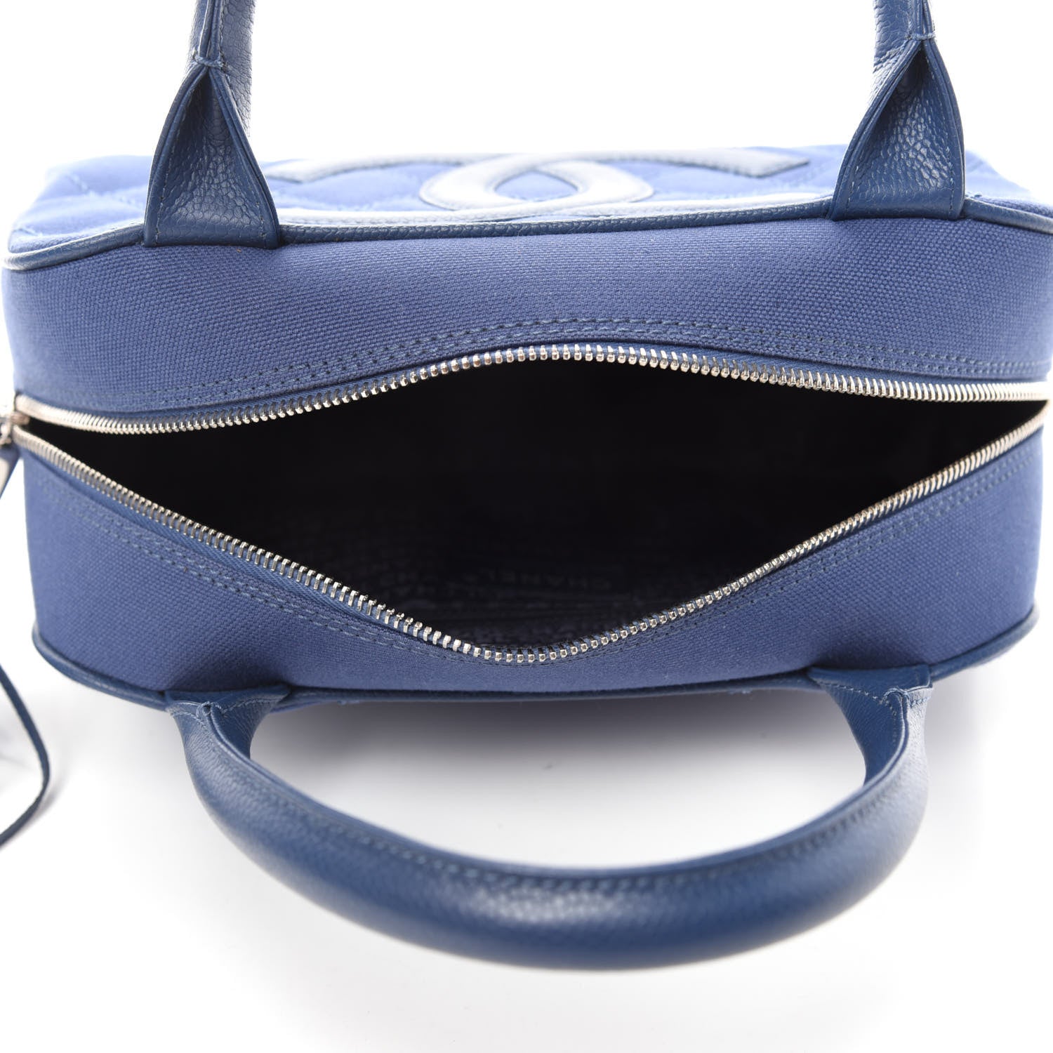 Chanel Canvas Quilted Small Tassel Bowler Blue 5 of 10