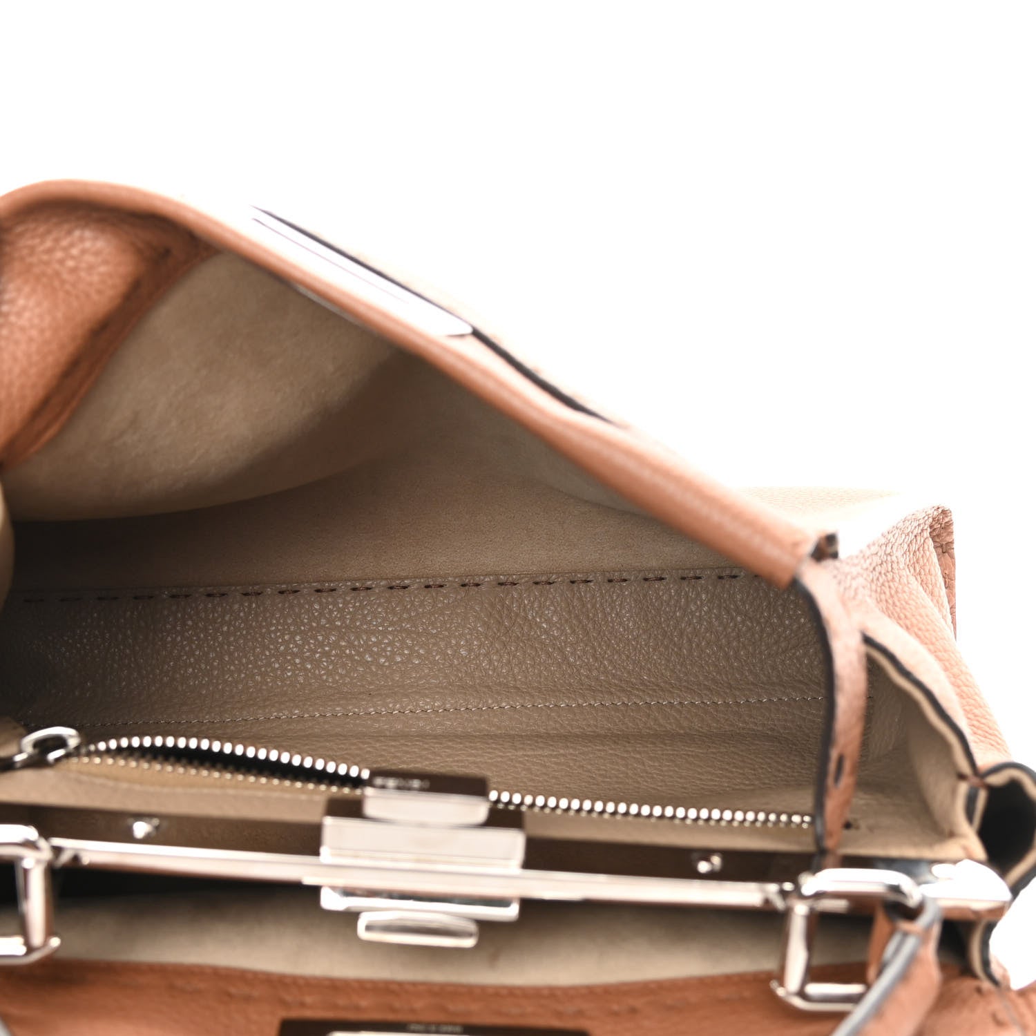 Fendi Cuoio Romano Selleria Bi-Color Medium Peekaboo Iconic Satchel Mou Deserto 7 of 13