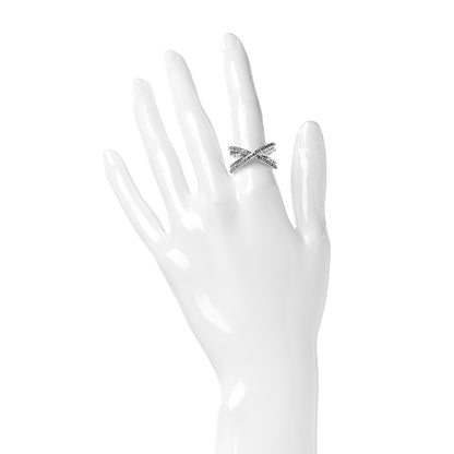 David Yurman Sterling Silver Diamond X Crossover Cable Ring 52 6 2 of 6