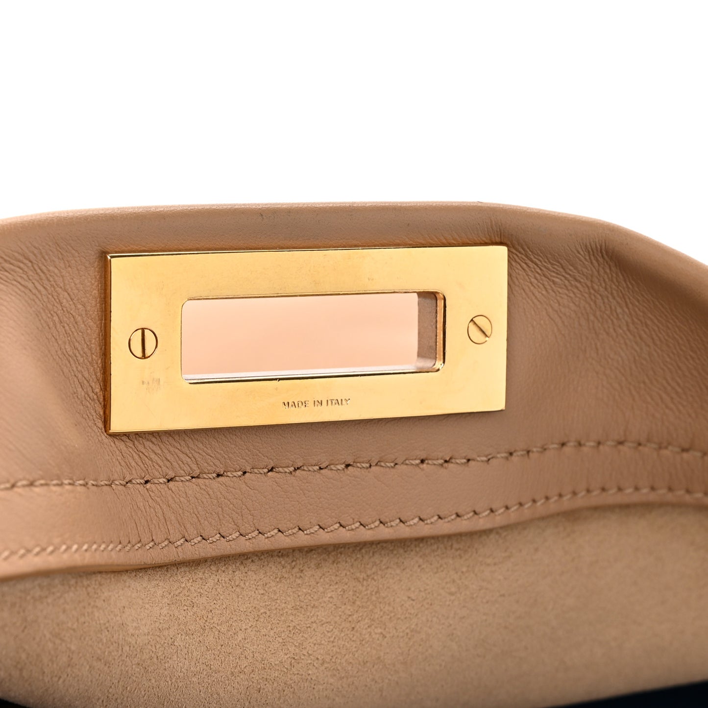 Vitello Seta Burro Large Peekaboo Iconic Satchel Cuoio Cobalto