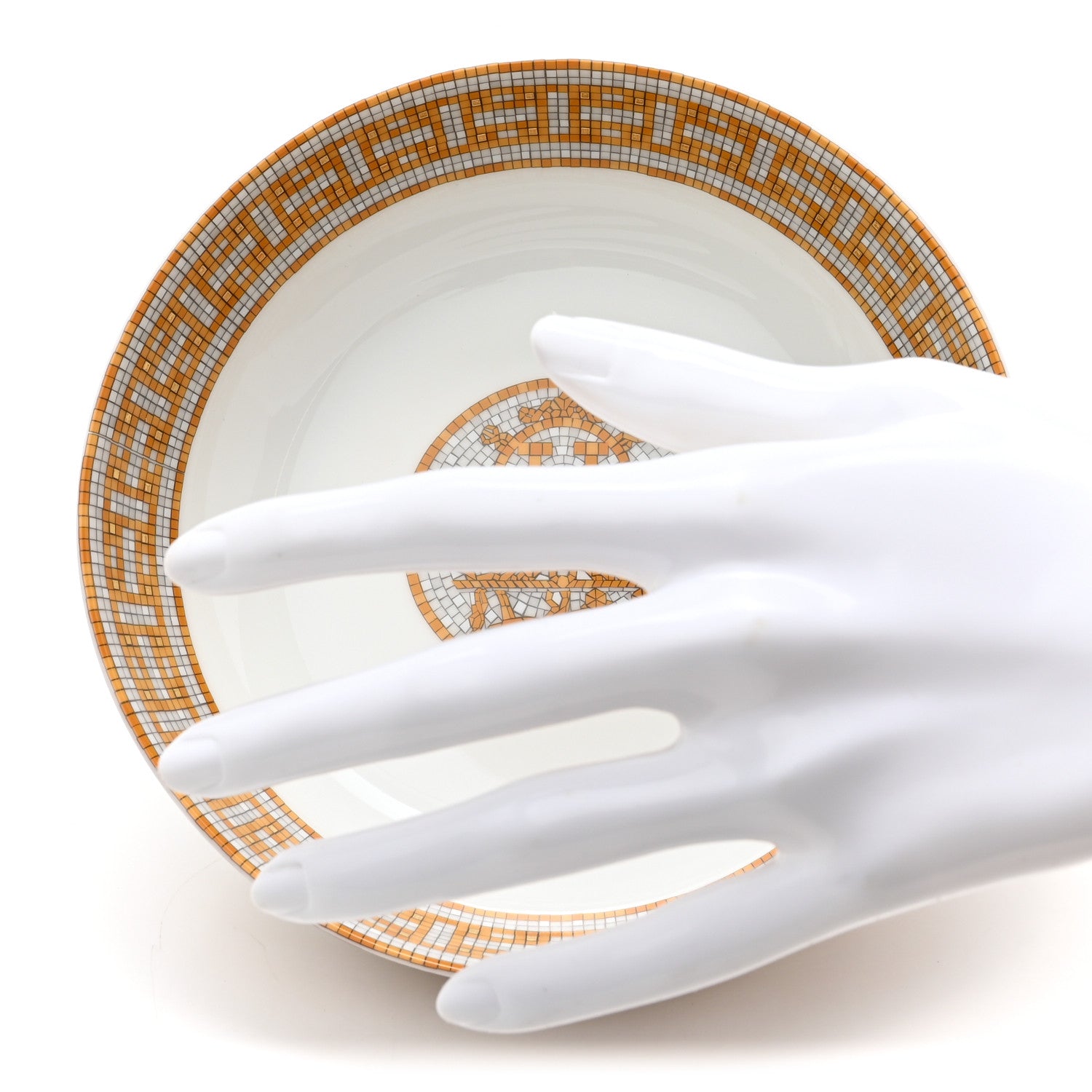 Hermes Porcelain Mosaique Au 24 Gold Cereal Bowl Set of 2 2 of 6