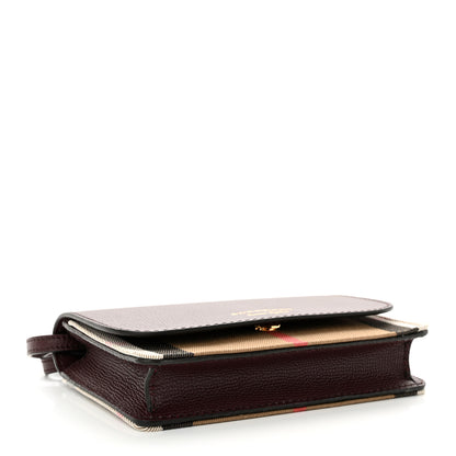 Burberry Grained Calfskin House Check Tartan Mix Hampshire Wallet On Chain Burgundy 4 of 11