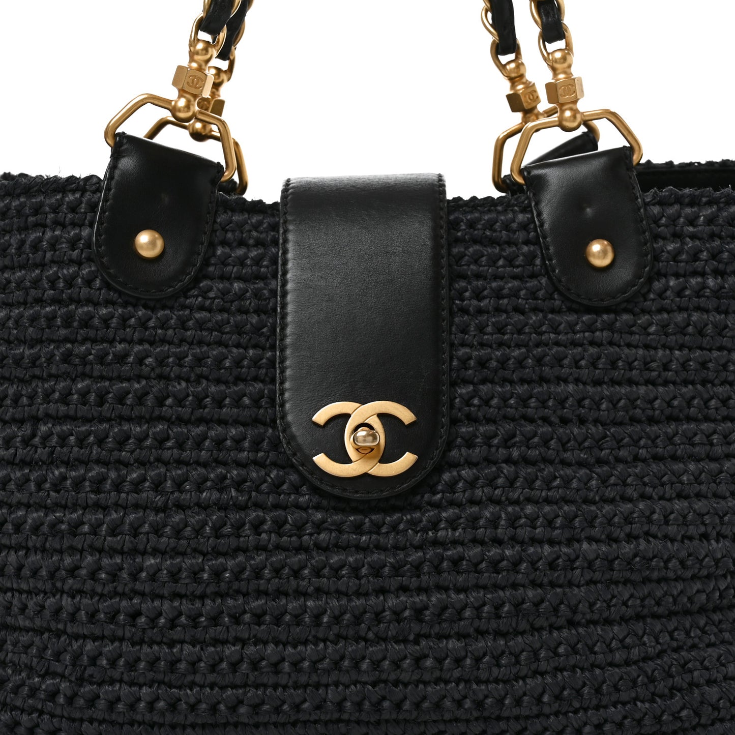 Straw Raffia Tote Black