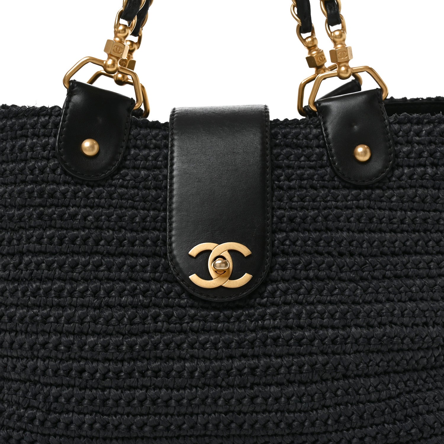 Chanel Straw Raffia Tote Black 8 of 11