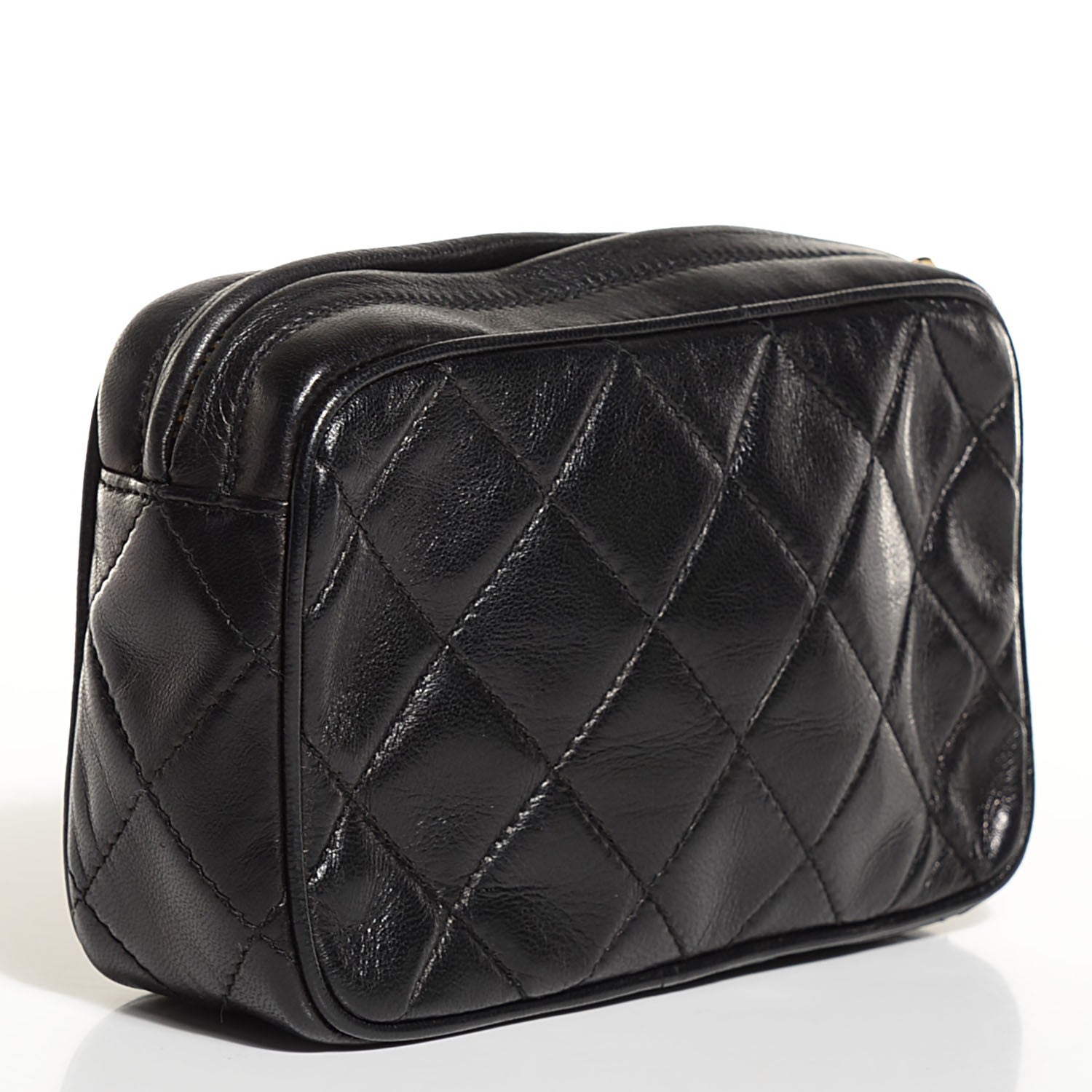 Chanel Lambskin Quilted Tassel Camera Case Pouch Black 3 of 8