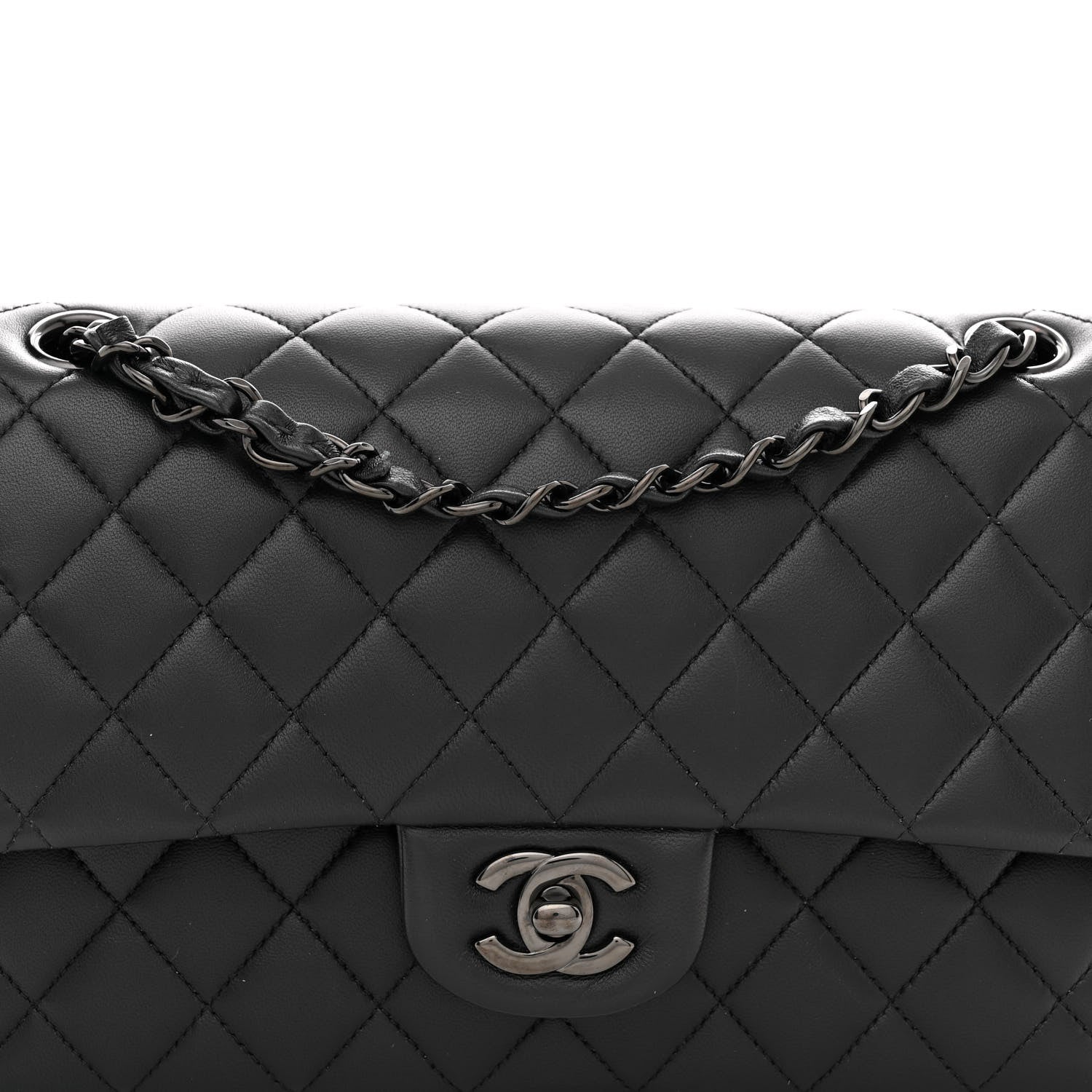 Chanel Lambskin Quilted Medium Double Flap So Black 9 of 11