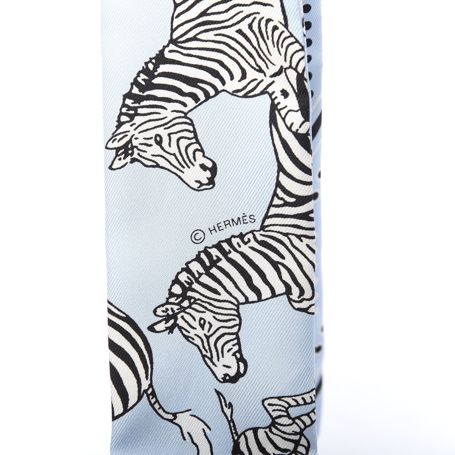 Hermes Silk Les Zebres Twilly Ciel Black White 3 of 4