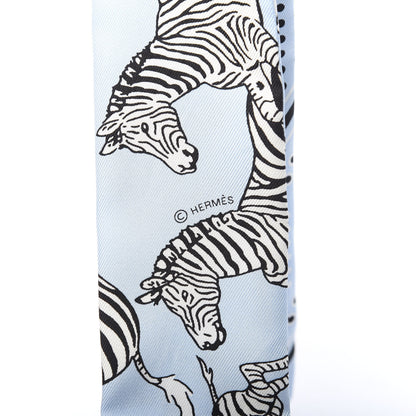 Hermes Silk Les Zebres Twilly Ciel Black White 3 of 4