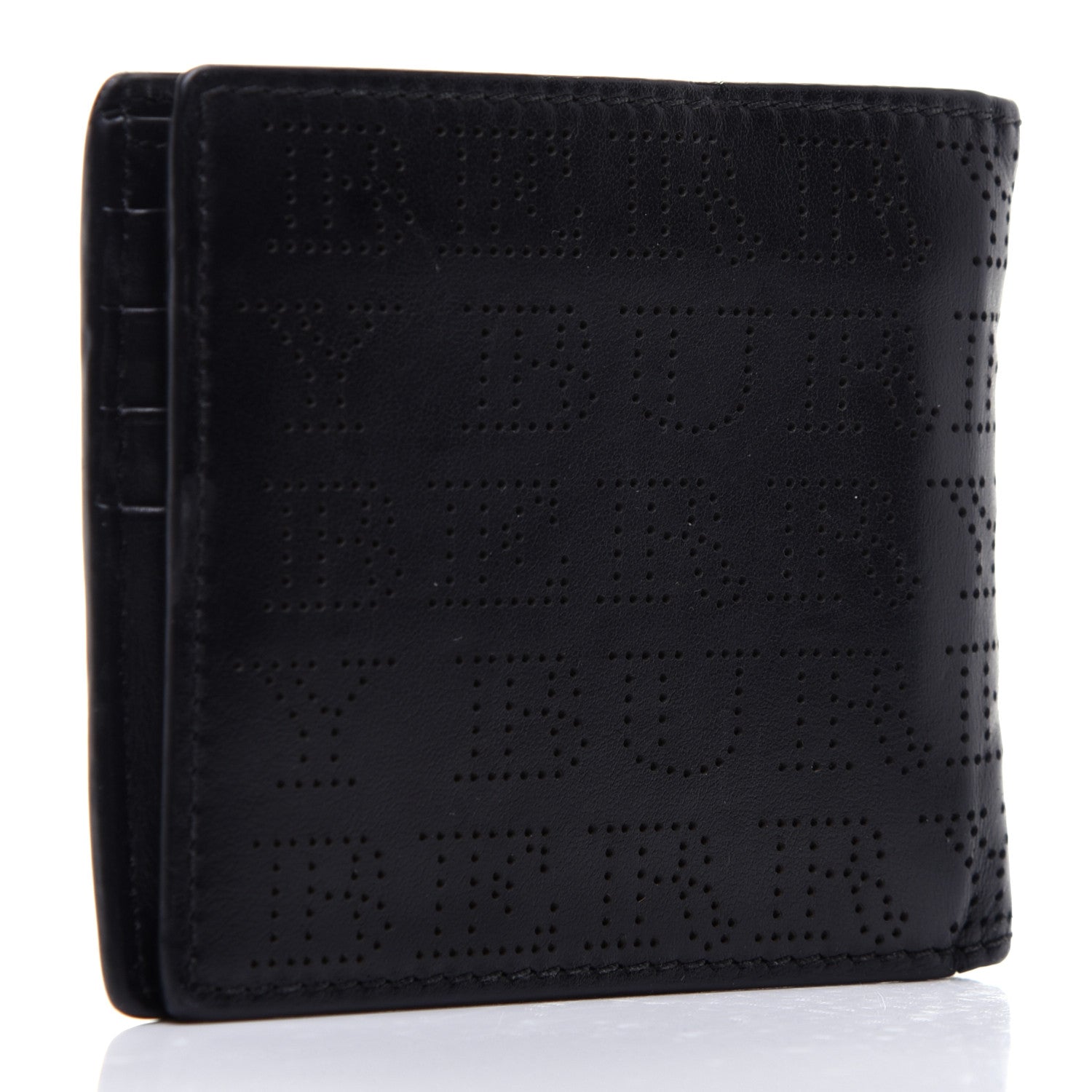 Burberry Calfskin Perforated Bi-Fold Wallet Black 4 of 11