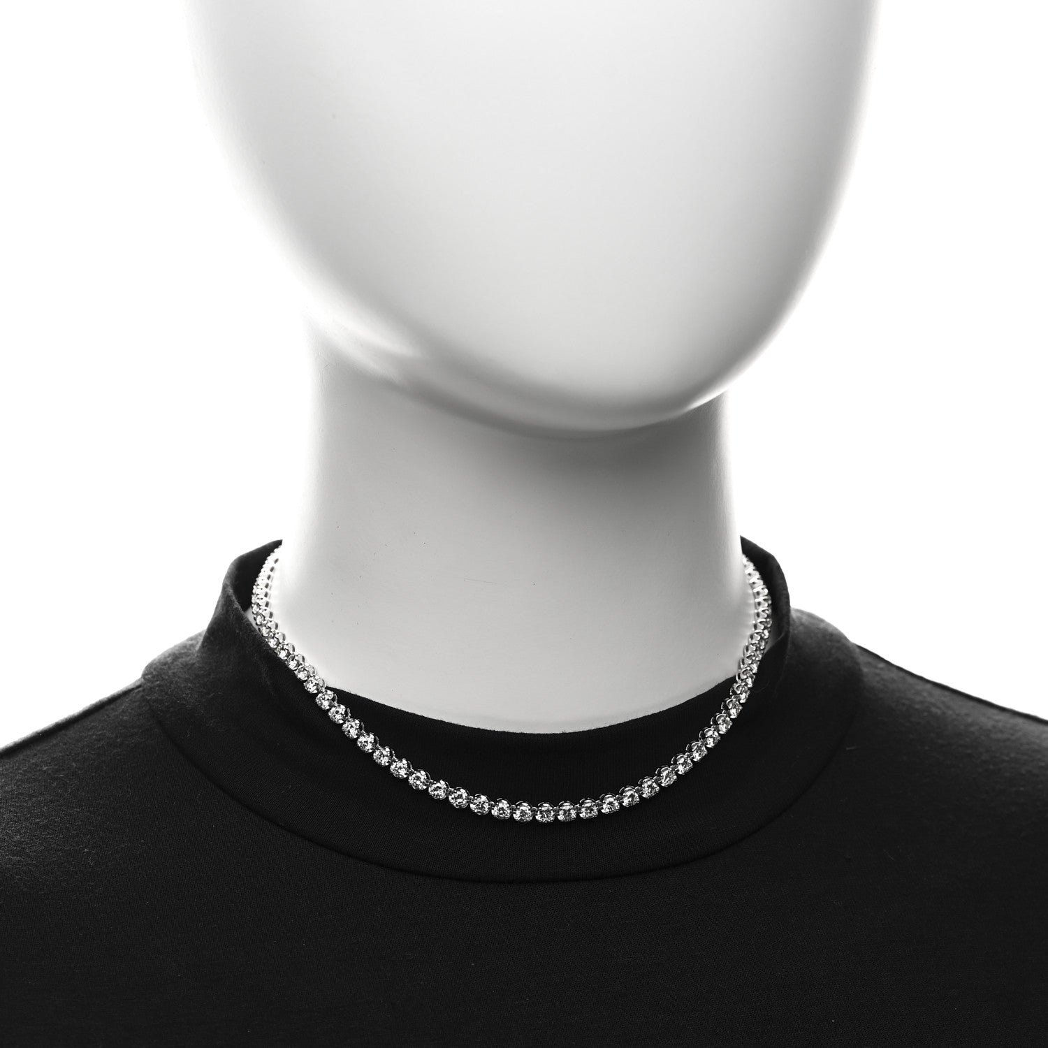 Parker & West by FASHIONPHILE 14K White Gold Diamond 6.95ctw Tennis Choker Necklace 2 of 5